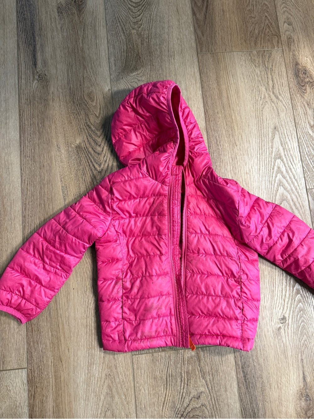 Primary Kids Hooded Puffer Jacket - Pink size 4